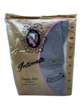 Vintage Intimate Seamless Mesh Nylon Stockings 400 Needle 10 1/2 Taupe